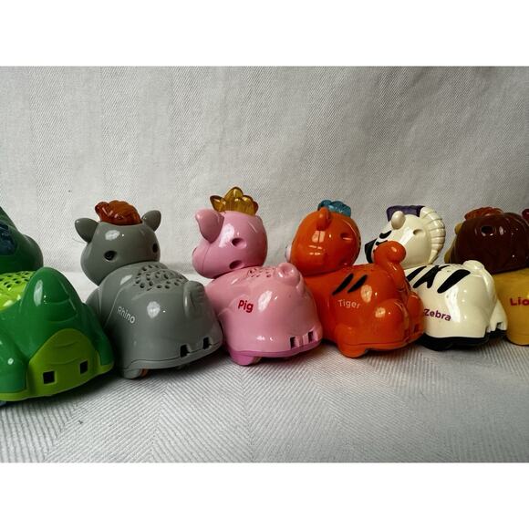 Lot of 10 VTech Go Go Smart Wheels Animals, Zebra, Lion, Bear, Hippo, Rhino, Pig - Picture 7 of 8